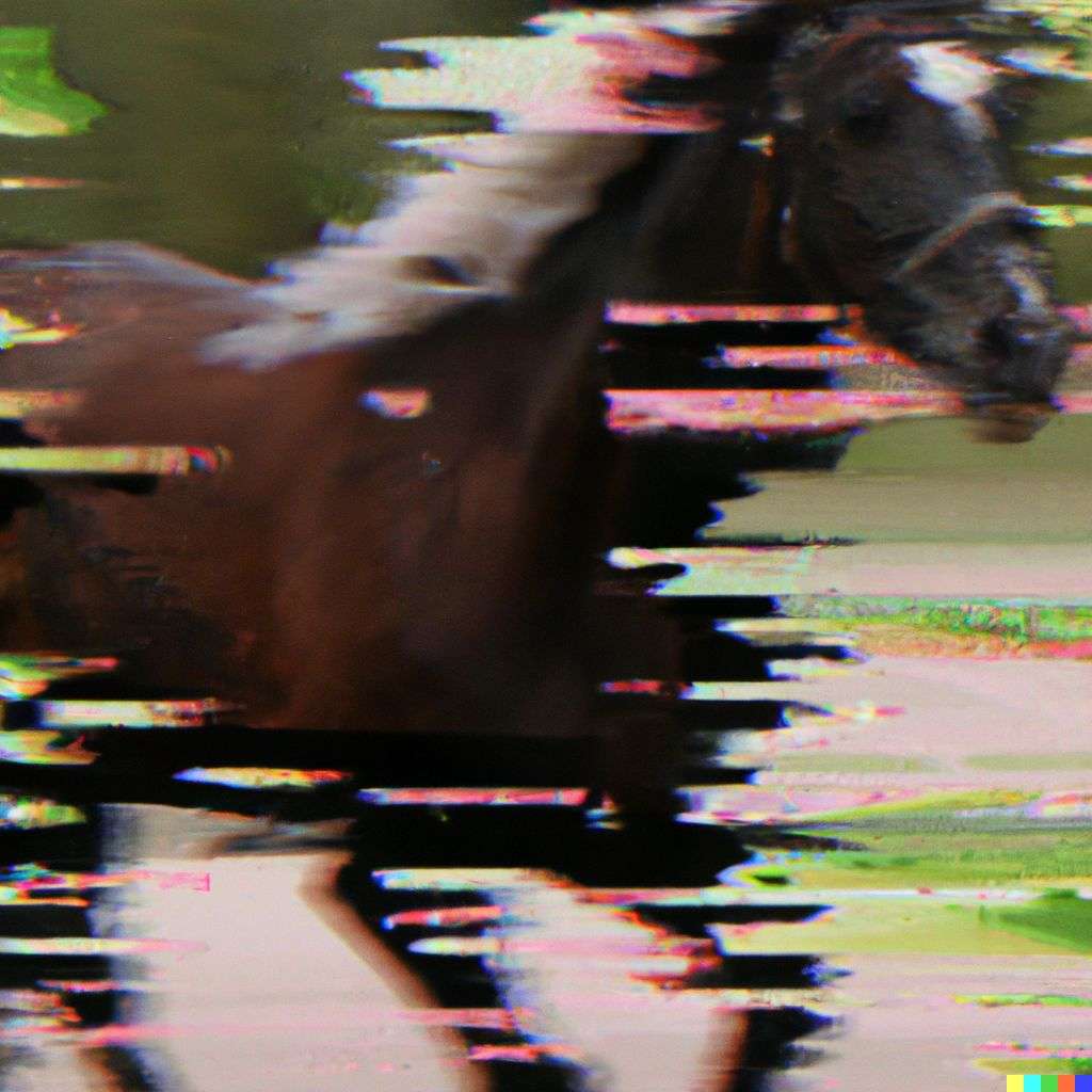a horse, pixel sorting glitch art